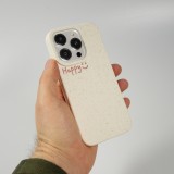 iPhone 14 Pro Case Hülle - Gel Gummi getupft Happy - Vanille