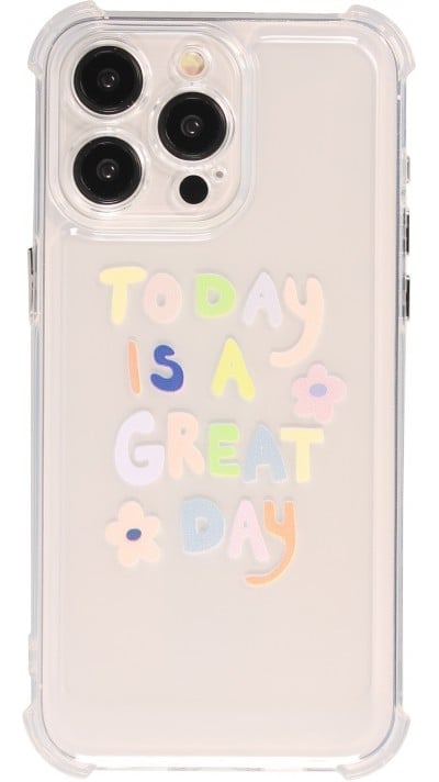iPhone 15 Pro Case Hülle - Gummi Silikon transparent Bumper Great Day