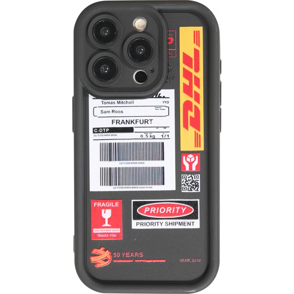 Coque iPhone 14 - Gel souple DHL Frankfurt avec bords renforcés - Noir
