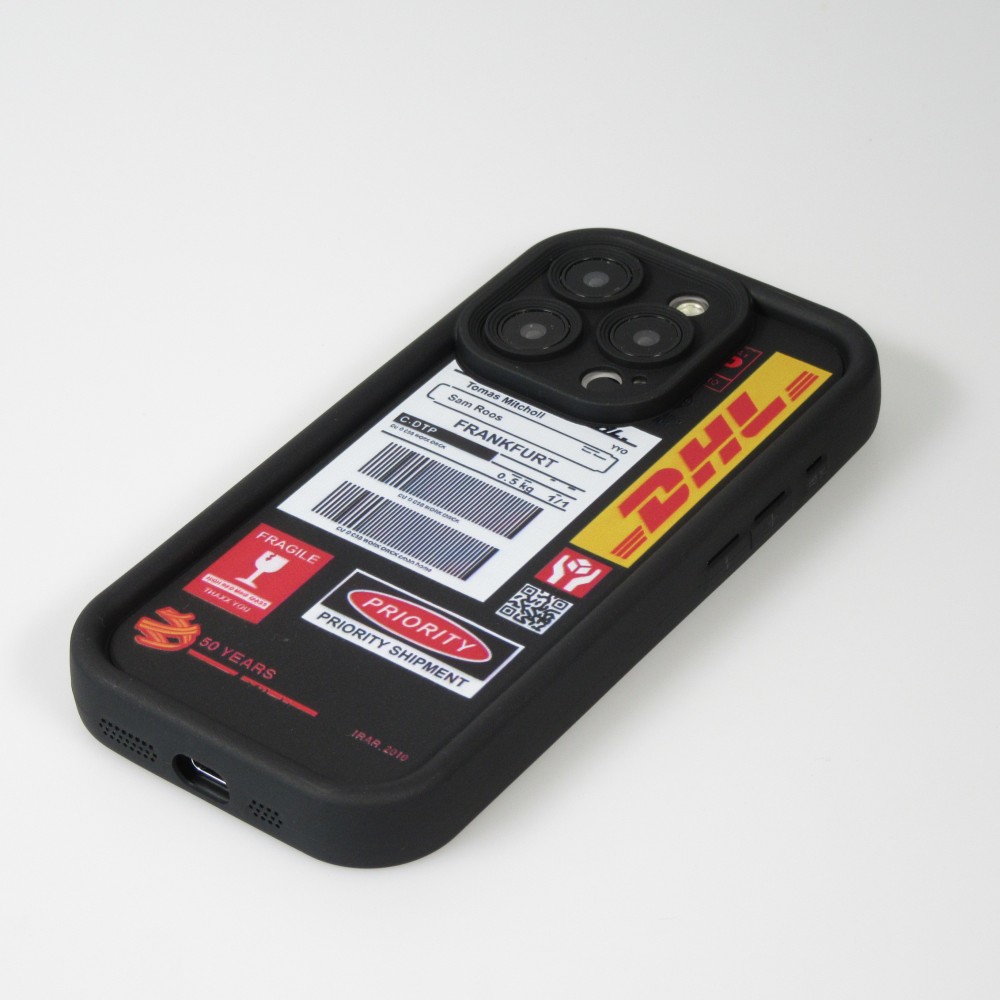 Coque iPhone 14 - Gel souple DHL Frankfurt avec bords renforcés - Noir