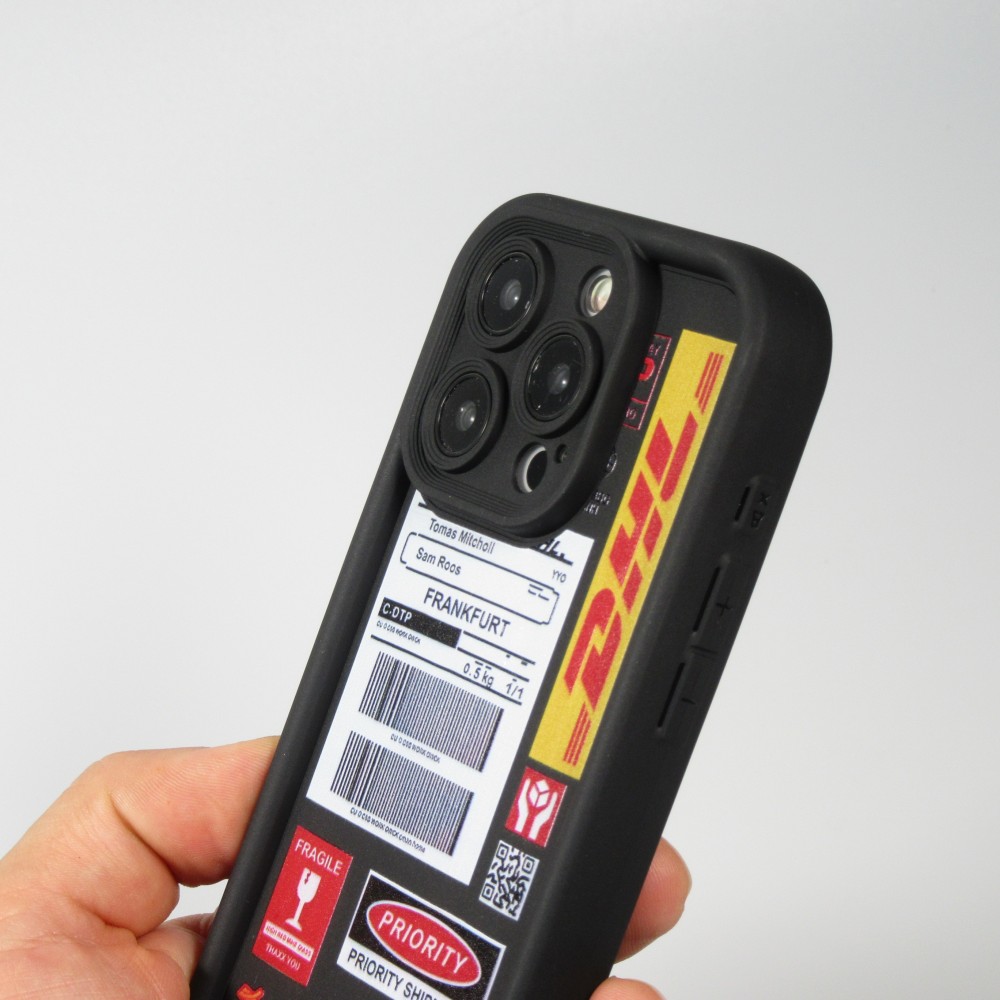 Coque iPhone 14 - Gel souple DHL Frankfurt avec bords renforcés - Noir