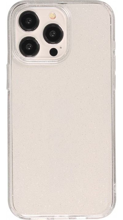 iPhone 15 Pro Case Hülle - Gel Gummi transparent mit Glitzerstaub - Transparent