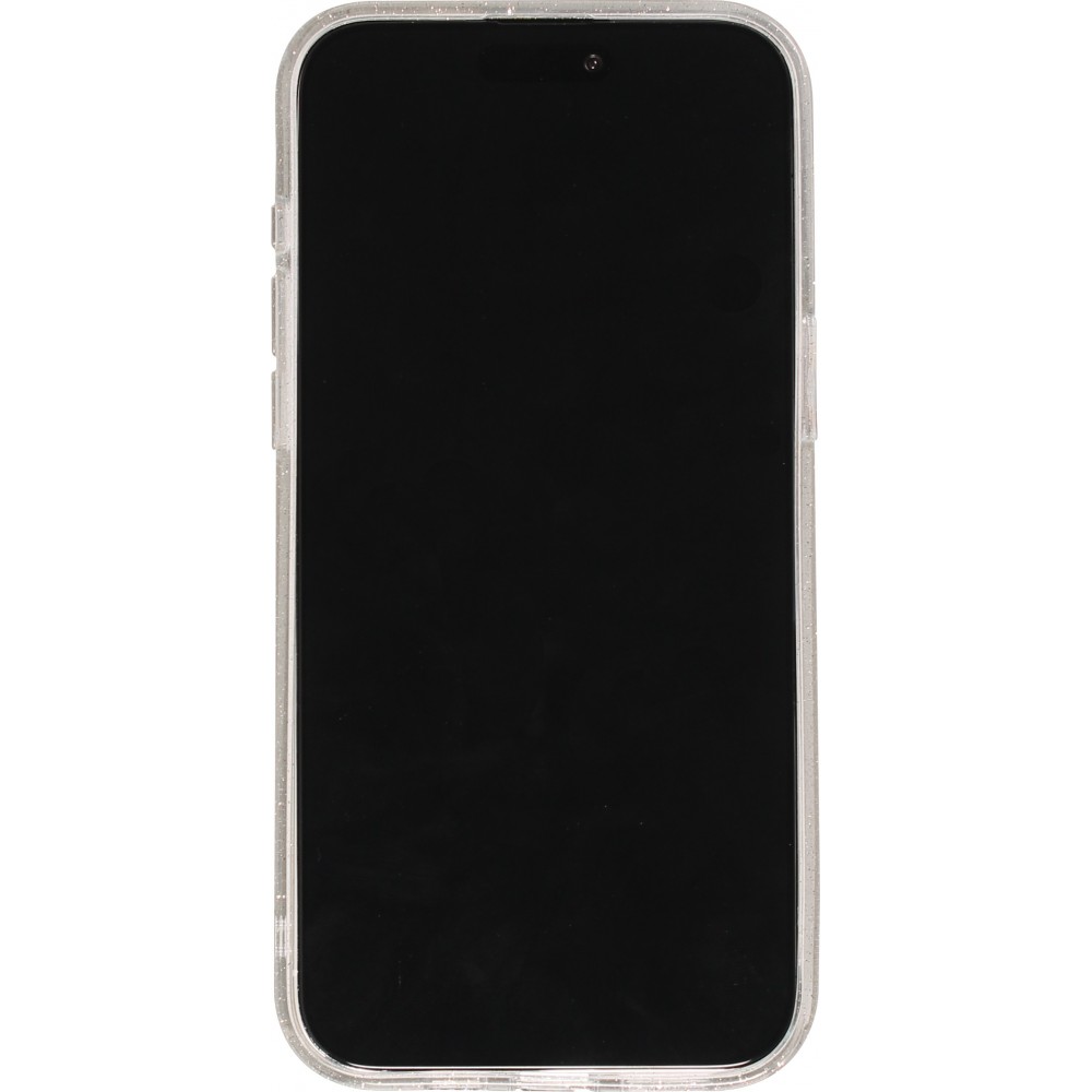 iPhone 15 Pro Max Case Hülle - Gel Gummi transparent mit Glitzerstaub - Transparent
