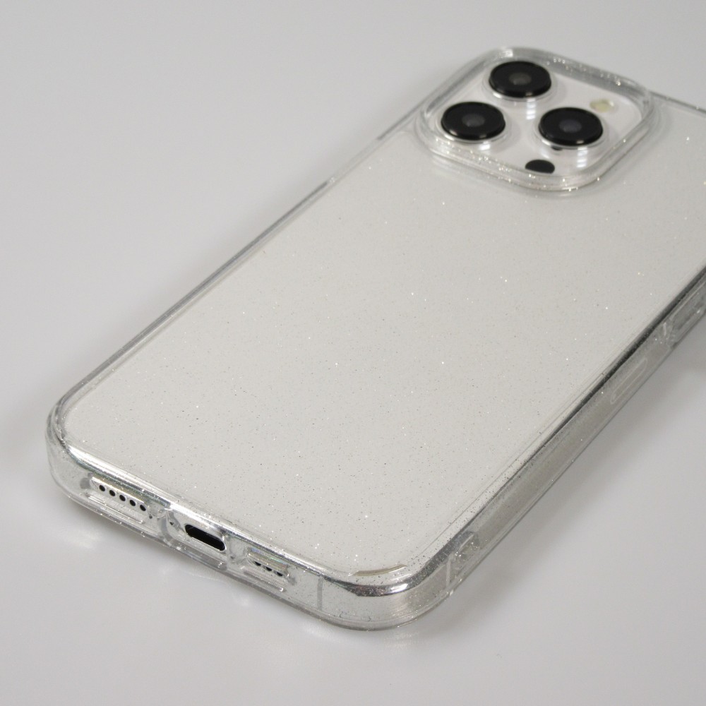 Coque iPhone 15 Pro Max - Gel transparent avec paillettes - Transparent