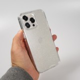 iPhone 15 Pro Max Case Hülle - Gel Gummi transparent mit Glitzerstaub - Transparent