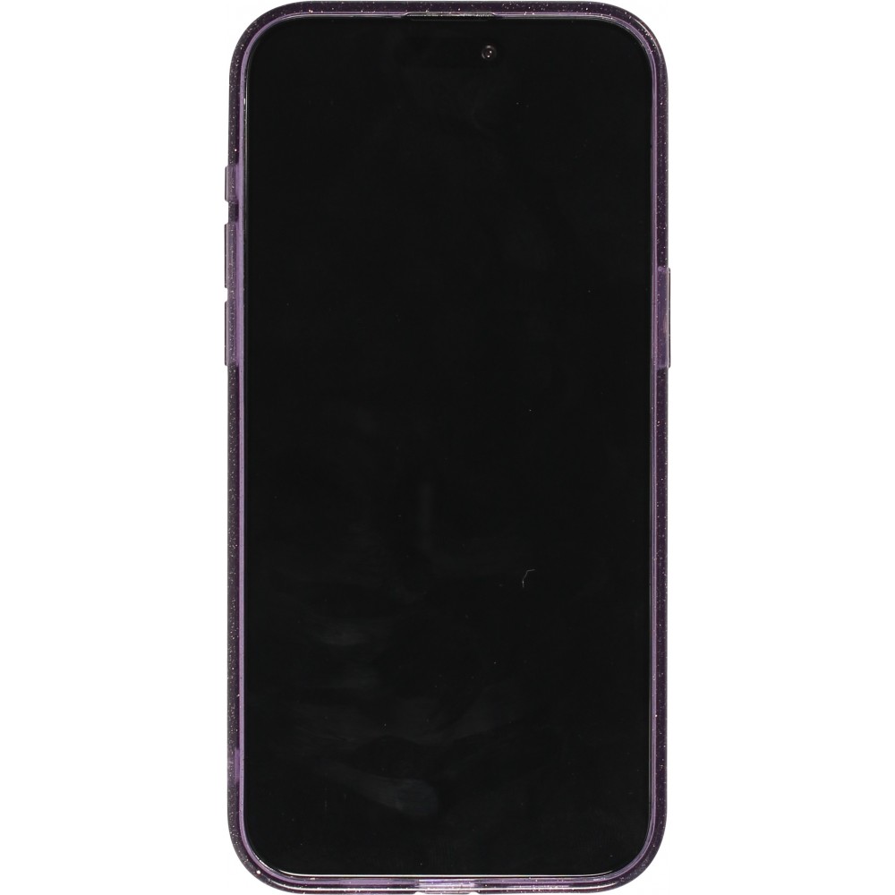 iPhone 15 Pro Max Case Hülle - Gel Gummi transparent mit Glitzerstaub - Violett