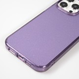iPhone 15 Pro Max Case Hülle - Gel Gummi transparent mit Glitzerstaub - Violett