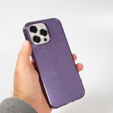 iPhone 15 Pro Max Case Hülle - Gel Gummi transparent mit Glitzerstaub - Violett