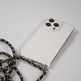 iPhone 15 Pro Case Hülle - Gummi transparent bumper mit Seil - Grün / gold