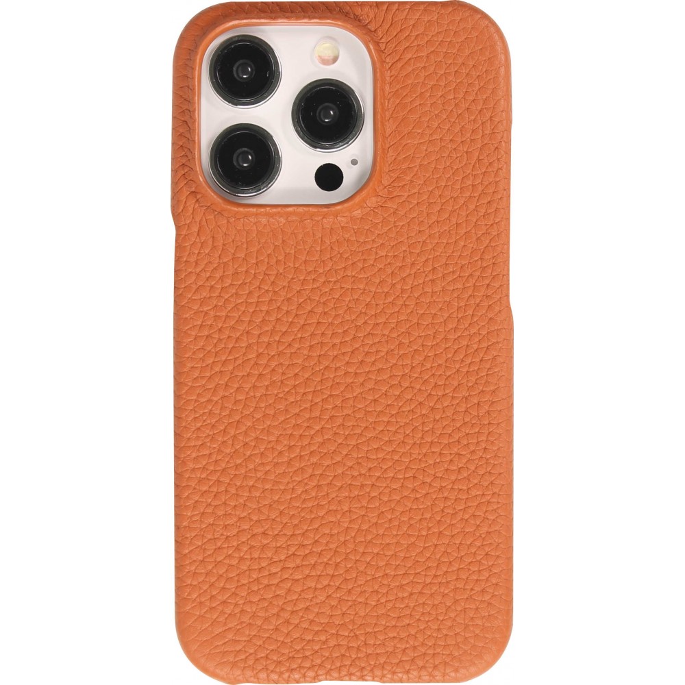 Coque iPhone 15 Pro - Hardcase Slim en cuir v&eacute;ritable - Brun
