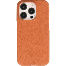 Coque iPhone 15 Pro - Hardcase Slim en cuir v&eacute;ritable - Brun