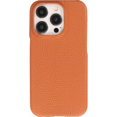 iPhone 15 Pro Max Case H&uuml;lle - Hardcase Slim aus Echtleder - Braun