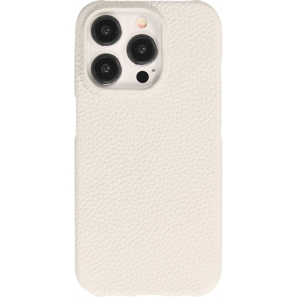 Coque iPhone 15 Pro - Hardcase Slim en cuir véritable - Gris