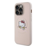 Coque iPhone 15 Pro Max - Hello Kitty rêveur en similicuir avec MagSafe - Rose clair