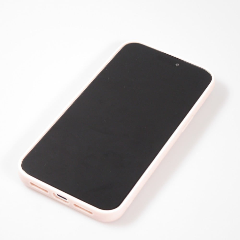 Coque iPhone 15 Pro - Karl Lagerfeld silicone mat avec logo 3D pailleté - Rose