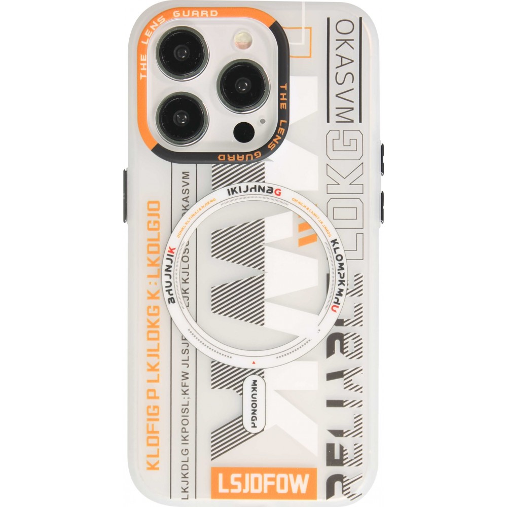 Coque iPhone 15 Pro Max - MWK Cyber Grid silicone avec MagSafe - Blanc