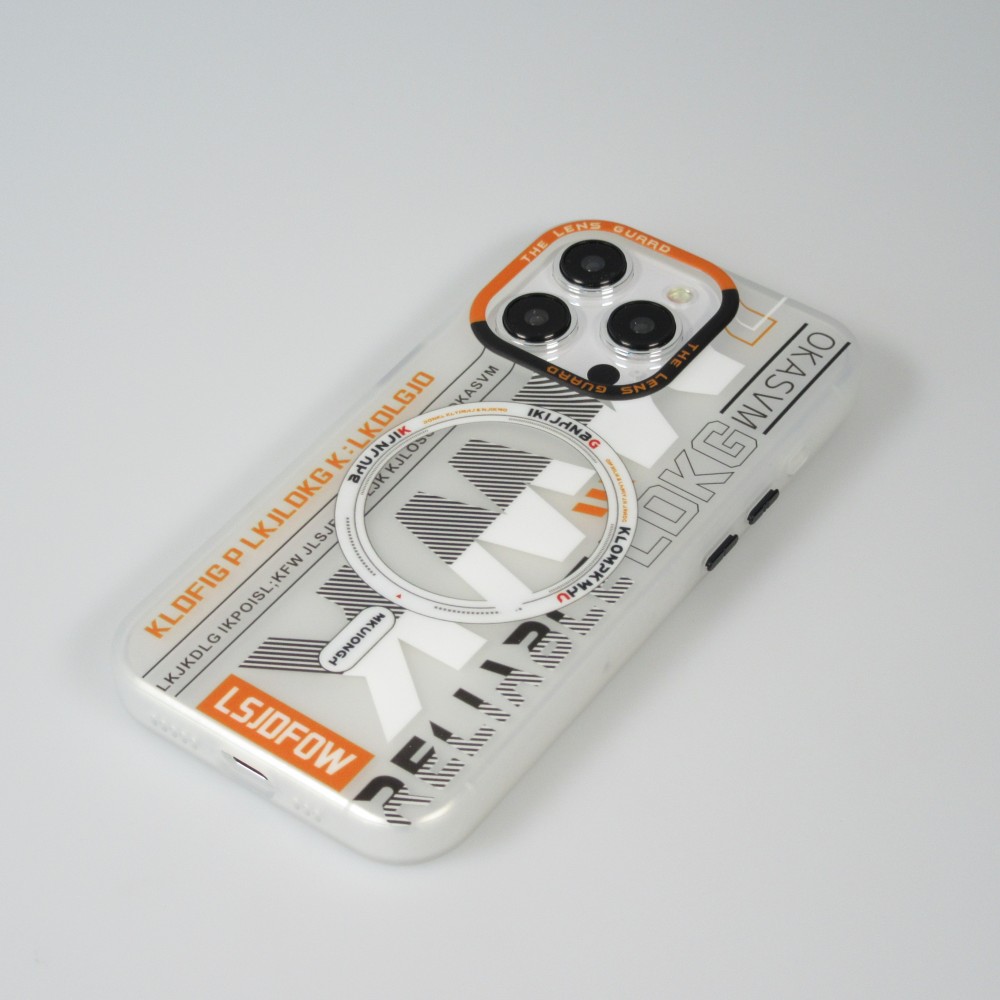 Coque iPhone 15 Pro Max - MWK Cyber Grid silicone avec MagSafe - Blanc