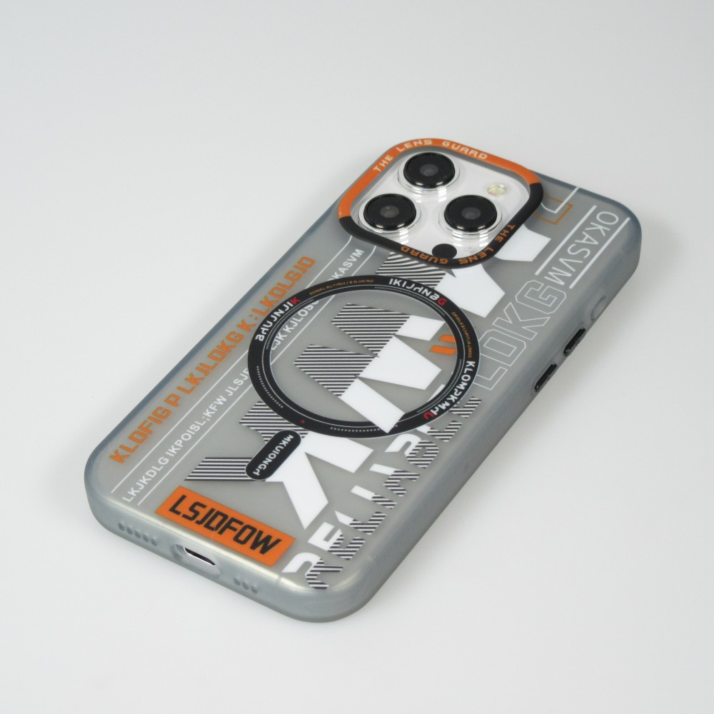 Coque iPhone 15 Pro Max - MWK Cyber Grid silicone avec MagSafe - Gris