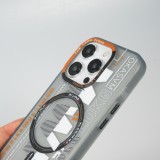 Coque iPhone 15 Pro Max - MWK Cyber Grid silicone avec MagSafe - Gris