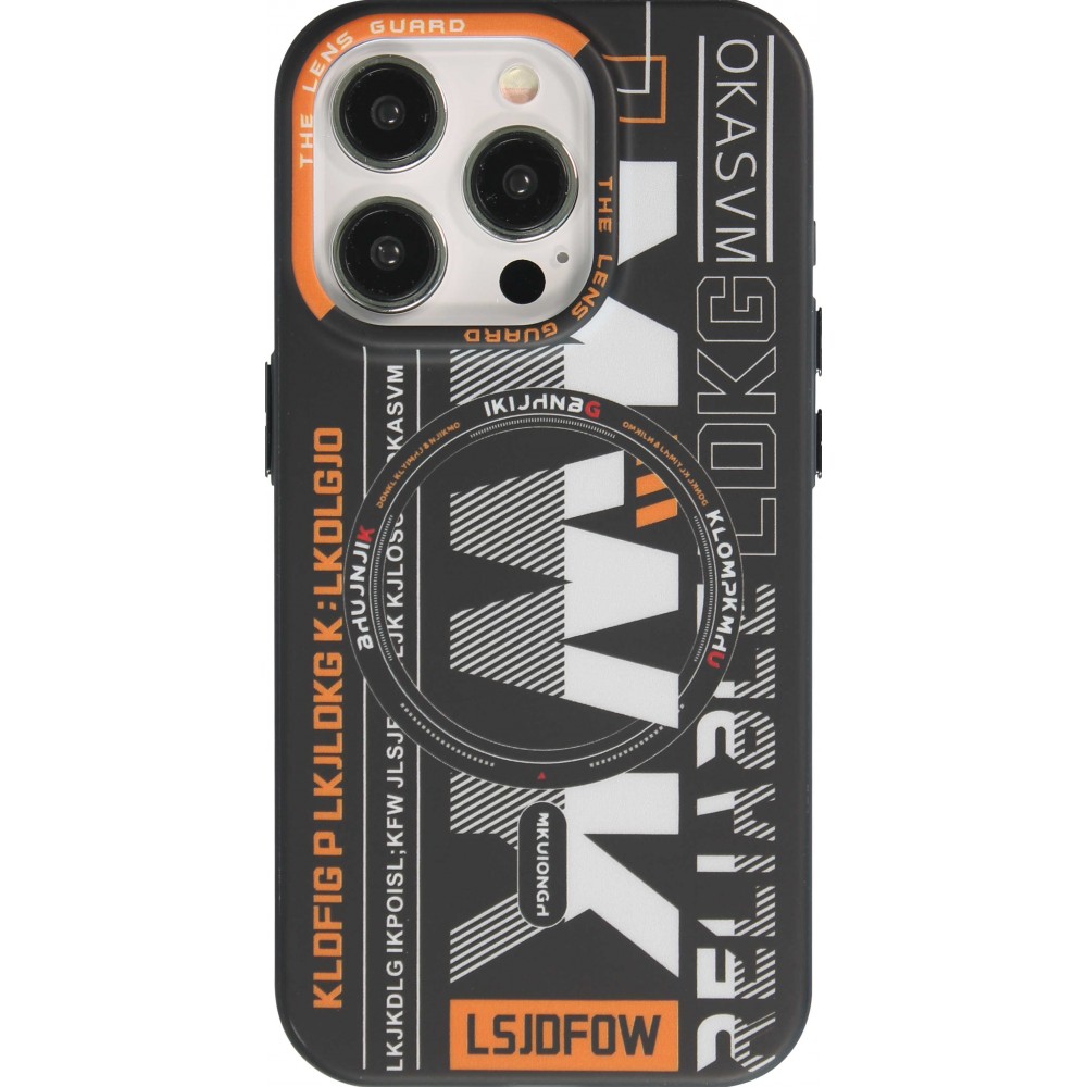 Coque iPhone 15 Pro Max - MWK Cyber Grid silicone avec MagSafe - Noir