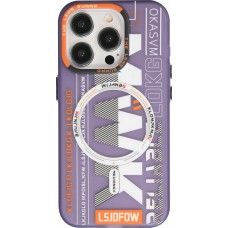 Coque iPhone 15 Pro Max - MWK Cyber Grid silicone avec MagSafe - Violet