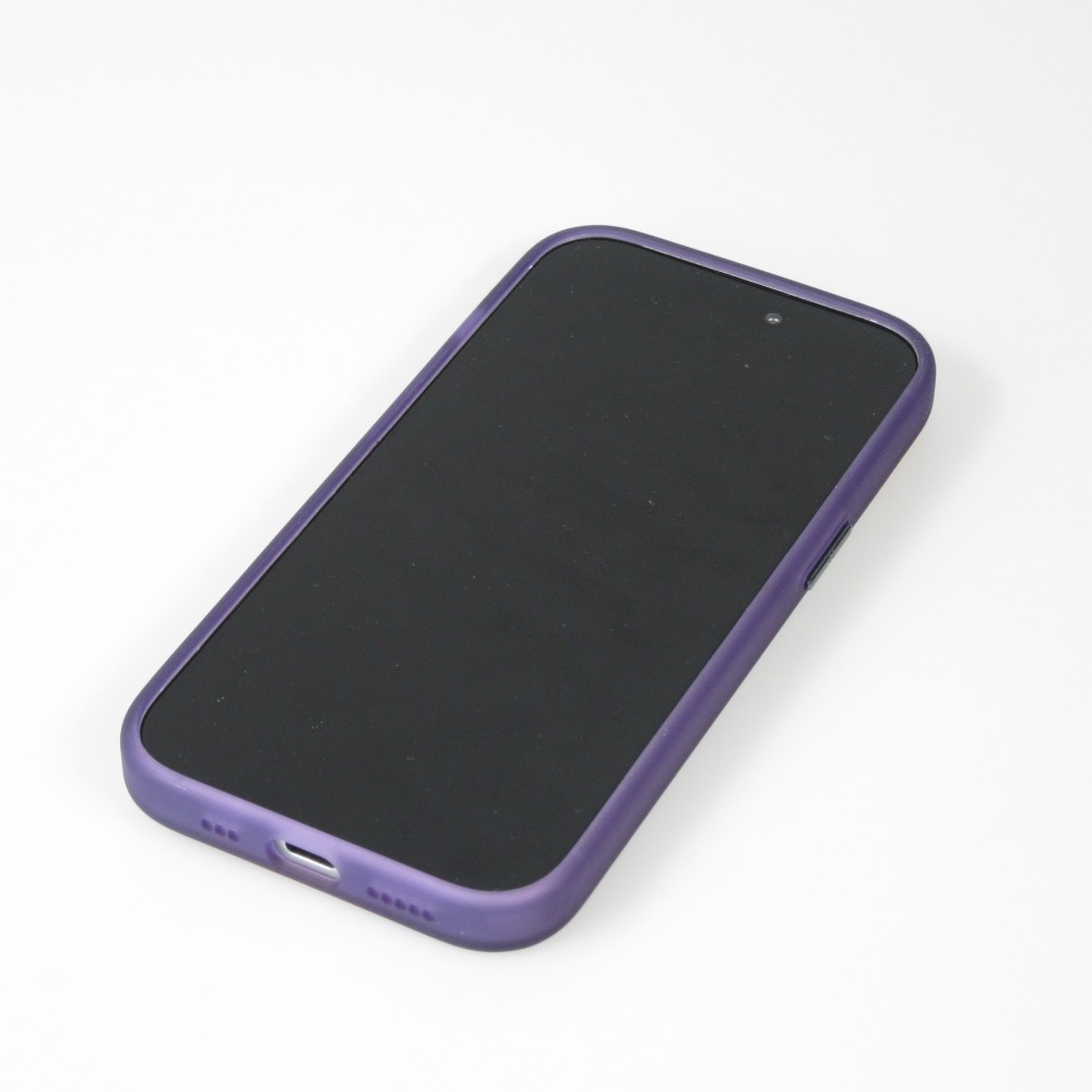 Coque iPhone 15 Pro Max - MWK Cyber Grid silicone avec MagSafe - Violet