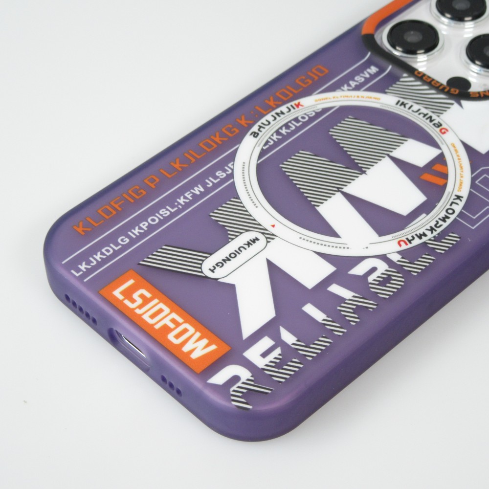 Coque iPhone 15 Pro Max - MWK Cyber Grid silicone avec MagSafe - Violet