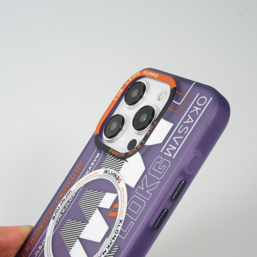 Coque iPhone 15 Pro Max - MWK Cyber Grid silicone avec MagSafe - Violet