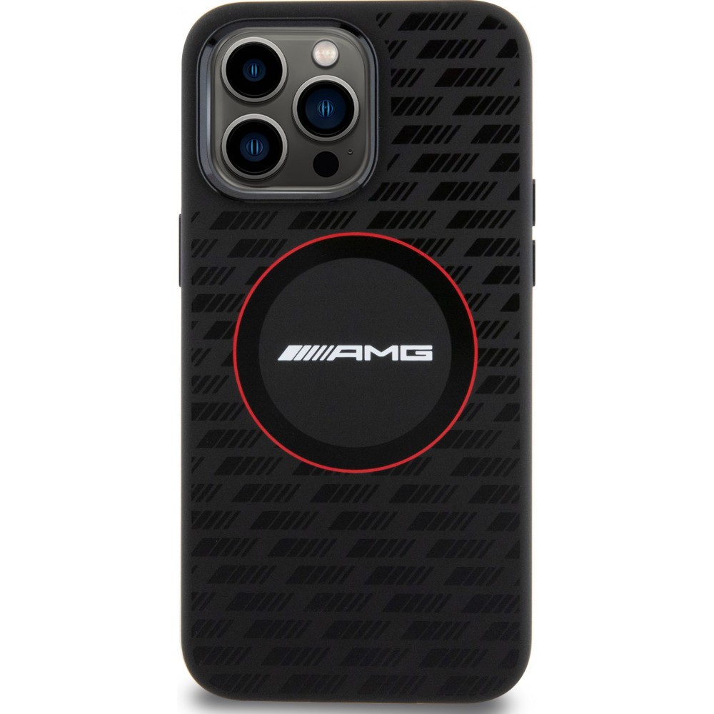 iPhone 15 Pro Case Hülle - AMG Silikon Carbon Pattern und MagSafe - Schwarz