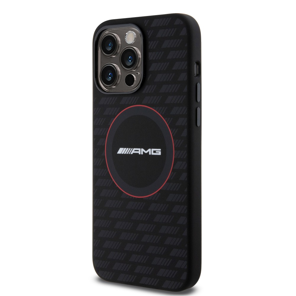 iPhone 15 Pro Max Case Hülle - AMG Silikon Carbon Pattern und MagSafe - Schwarz