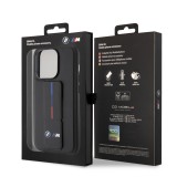 Coque iPhone 15 Pro Max - BMW M similicuir avec support réglable intégré - Noir