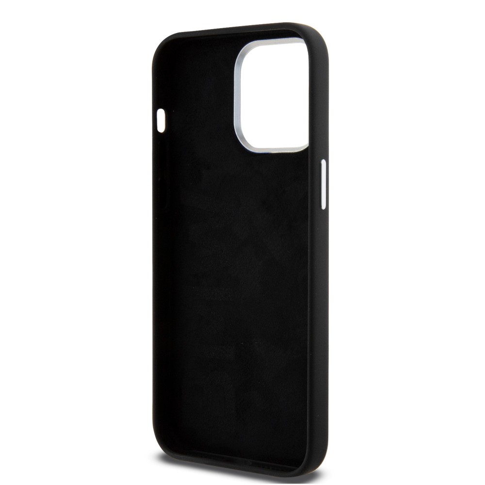 Coque iPhone 15 Pro - BMW silicone Soft Touch avec MagSafe et logo métallique - Noir
