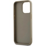 Coque iPhone 15 Pro Max - DKNY avec bracelet détachable et logo doré - Beige