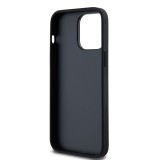 Coque iPhone 15 Pro Max - DKNY silicone similicuir monogramme logo métallique - Noir