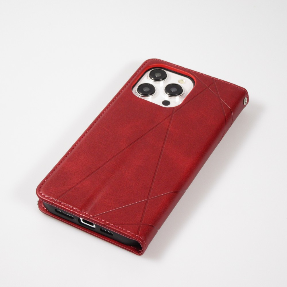Hülle iPhone 15 Pro Max - Flip Geometrisch - Rot
