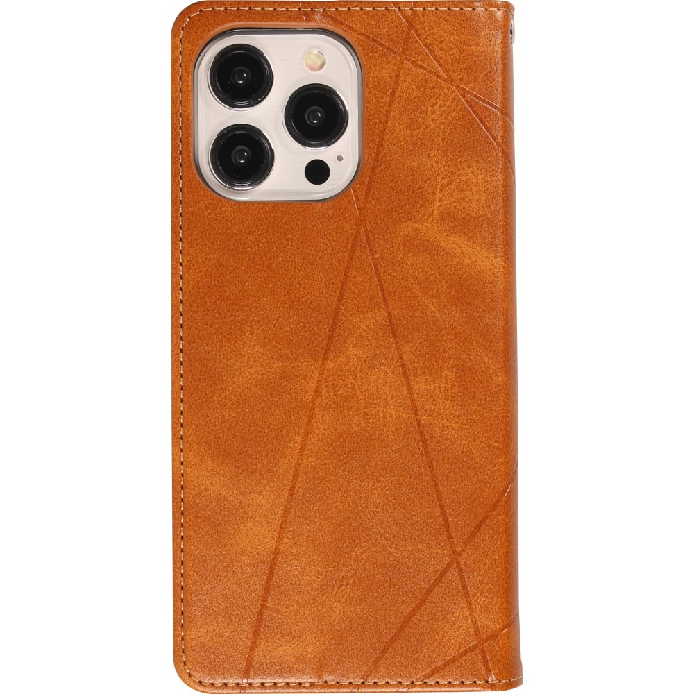 Coque iPhone 15 Pro Max - Flip Géometrique brun clair
