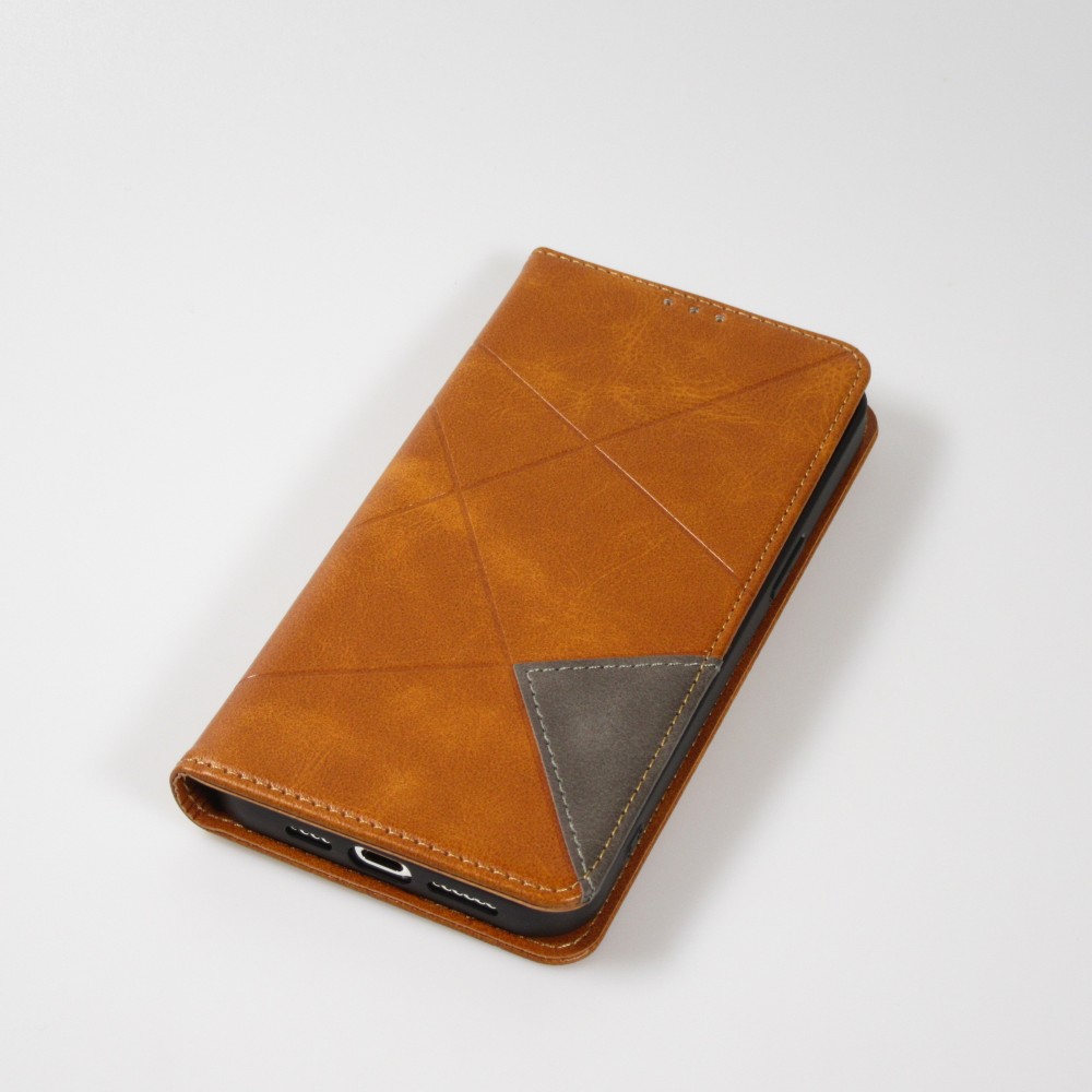 Hülle iPhone 16e - Flip Geometrisch - Hellbraun