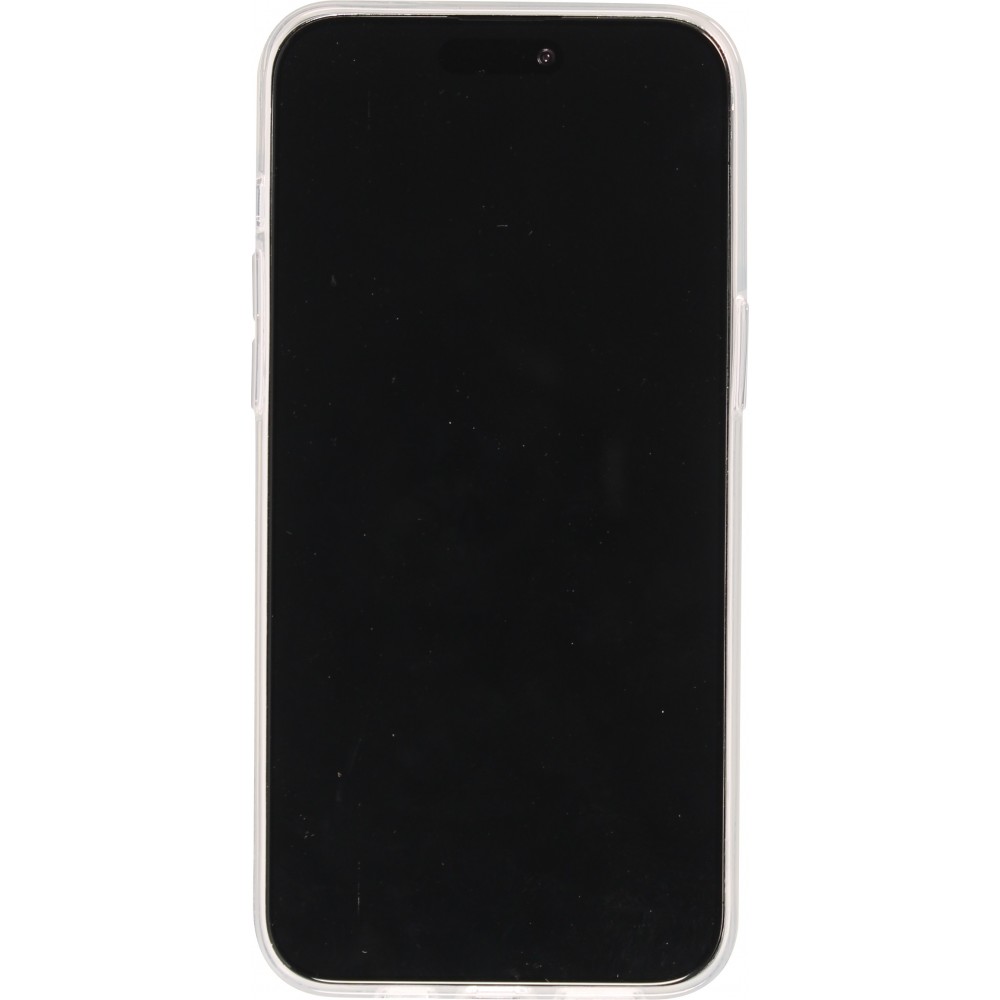 Coque iPhone 15 Pro - Gel Glossy Marbre - Noir
