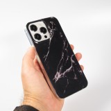 Coque iPhone 15 Pro - Gel Glossy Marbre - Noir