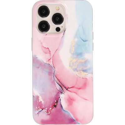 iPhone 15 Pro Case Hülle - Gel Glossy Marmor - Rosa/blau