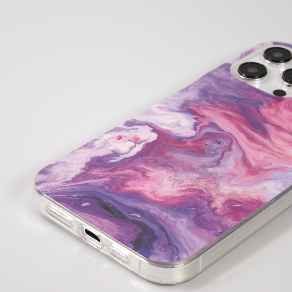 iPhone 15 Pro Case Hülle - Gel Glossy Marmor - Violett