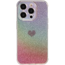 iPhone 15 Pro Max Case Hülle - Silikon Bumper glitzer blur mit Herz - Rosa