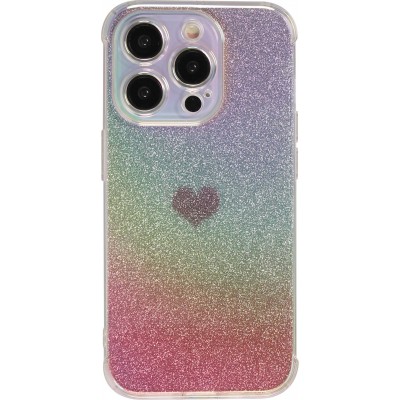 iPhone 15 Pro Max Case Hülle - Silikon Bumper glitzer blur mit Herz - Rosa