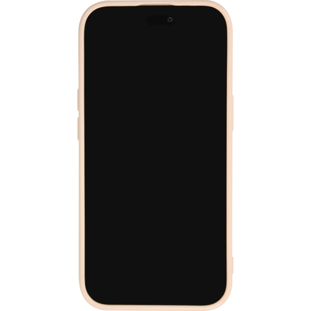 Coque iPhone 15 Pro Max - Gel silicone brillant avec lignes textur&eacute;es - Blanc