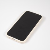 Coque iPhone 15 Pro Max - Gel silicone brillant avec lignes textur&eacute;es - Blanc