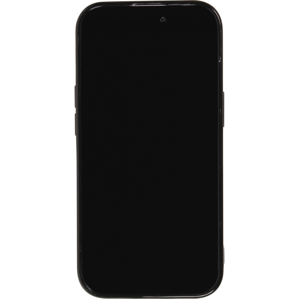 Coque iPhone 15 Pro Max - Gel silicone brillant avec lignes textur&eacute;es - Noir