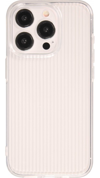Coque iPhone 15 Pro Max - Gel silicone brillant avec lignes texturées - Transparent