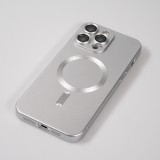 Coque iPhone 15 Pro - Gel souple avec vitre de protection caméra MagSafe - Argent