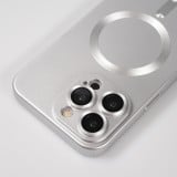 iPhone 15 Pro Case Hülle - Gummi weich mit Kameraschutzglas MagSafe - Silber
