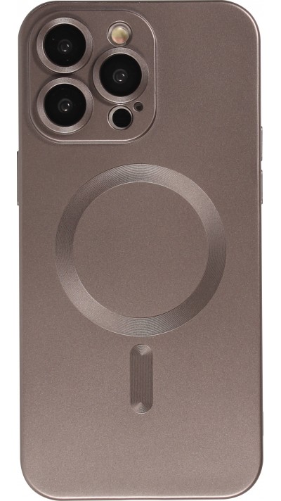 Coque iPhone 15 Pro Max - Gel souple avec vitre de protection caméra MagSafe - Gris foncé